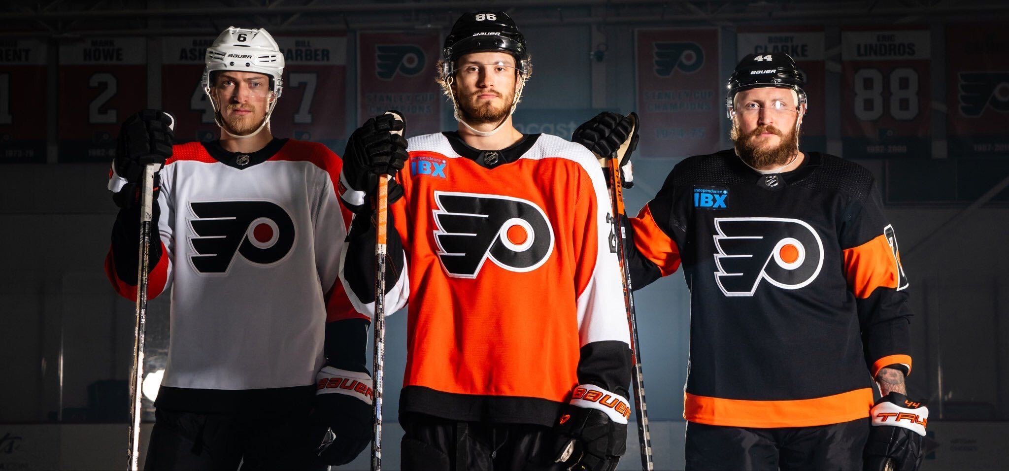 JOHN LECLAIR Philadelphia Flyers Signed Orange Adidas PRO Jersey